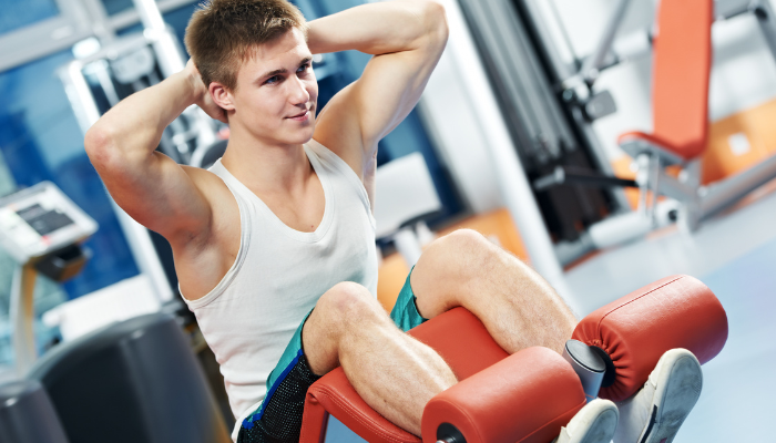 腹筋：クランチ・レッグレイズ＋アブドミナルマシン